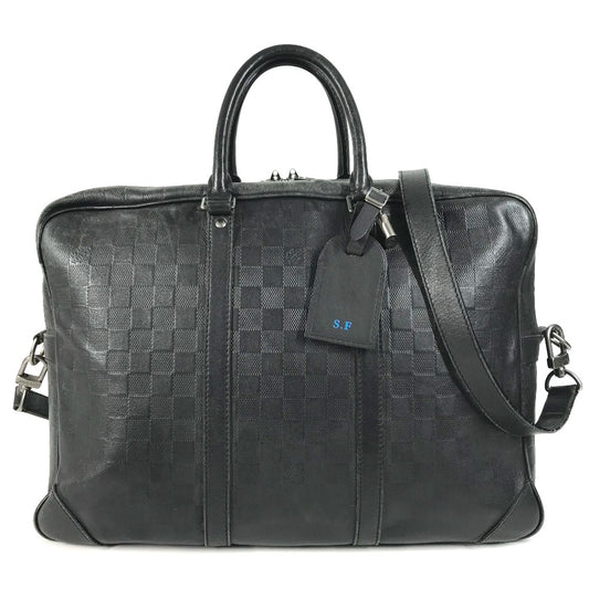 LOUIS VUITTON N41147 Damier Infini Porto Document Voyage GM Bag 2WAY Bag Hand Bag Shoulder Bag Business bag Damier InfiniLeather onyx Black Used