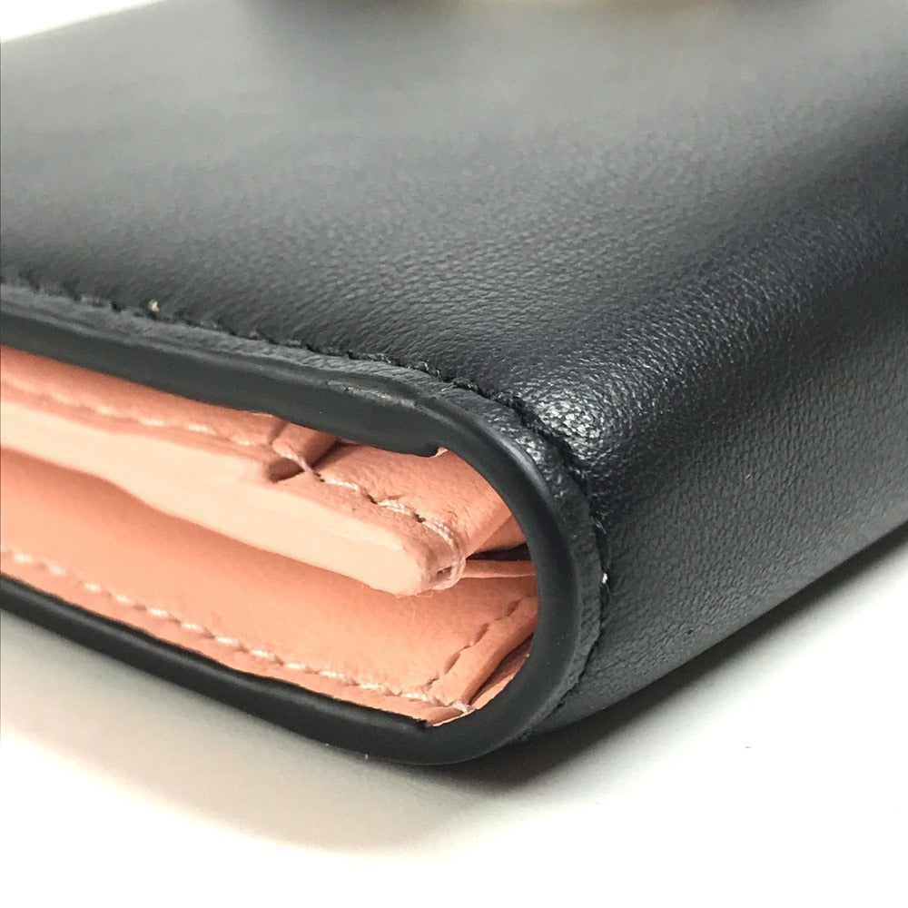 Salvatore Ferragamo 22 0522 Bicolor Gancini logo 2-fold long wallet Long Wallet Leather Black/pink Used