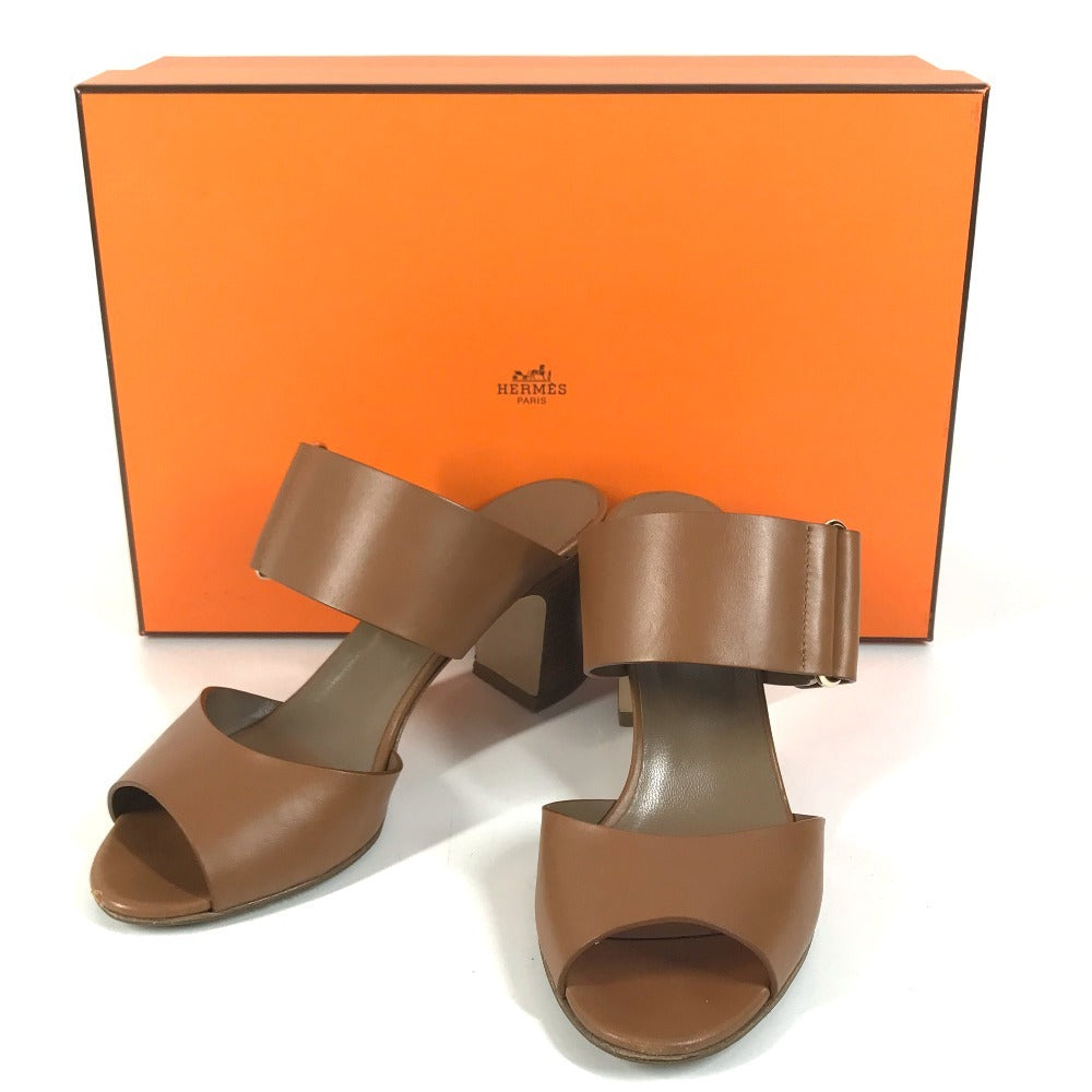 HERMES belt Shoes shoes heel Sandals Leather Brown Used