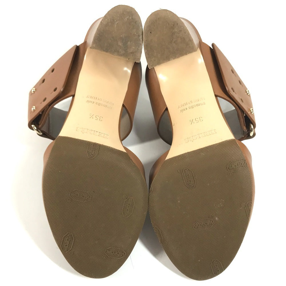 HERMES belt Shoes shoes heel Sandals Leather Brown Used