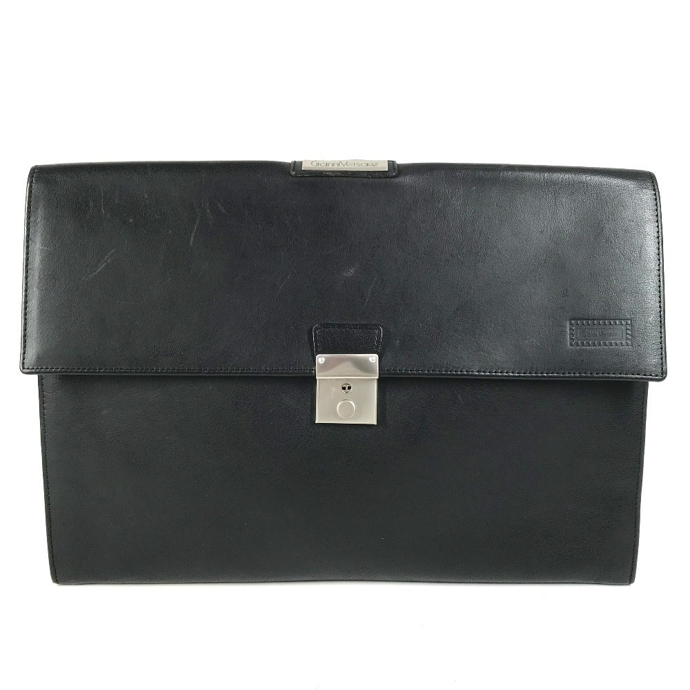 VERSACE vintage logo Bag, Flap, Cluch Bag Clutch bag Leather Black Used