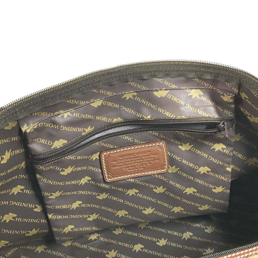 HUNTING WORLD logo Bag Hand Bag Travel Bag Duffle Bag Leather/Canvas Brown Used