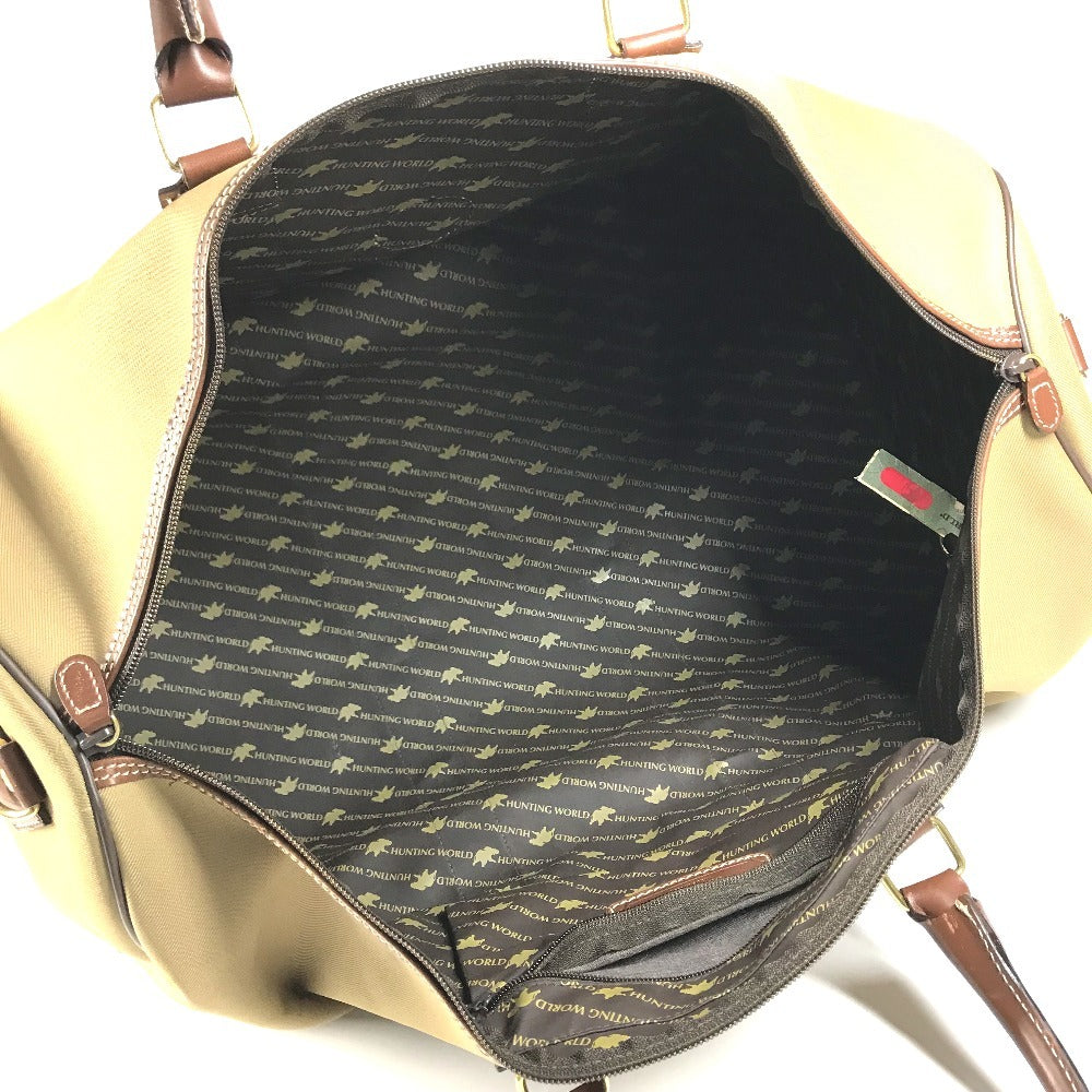 HUNTING WORLD logo Bag Hand Bag Travel Bag Duffle Bag Leather/Canvas Brown Used