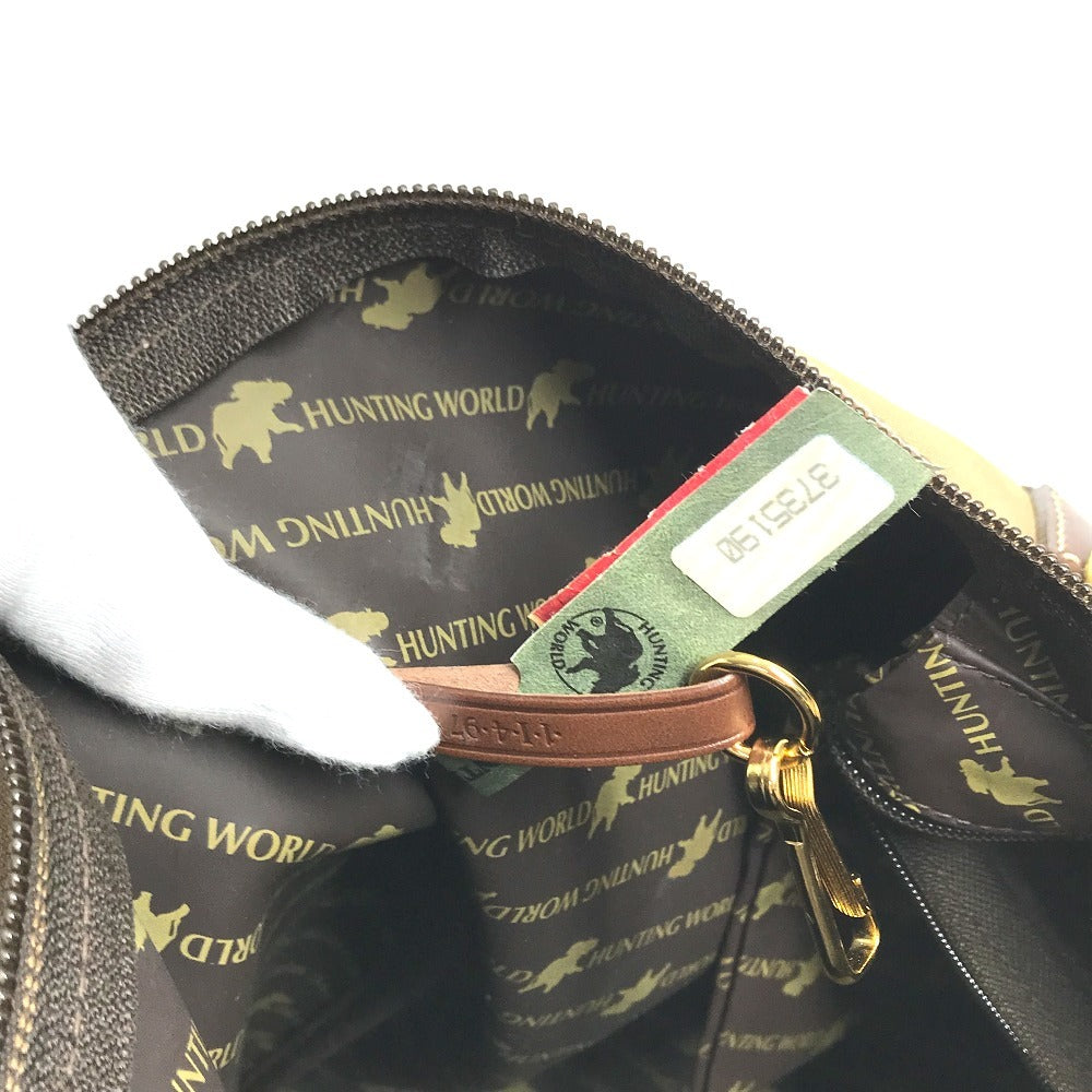 HUNTING WORLD logo Bag Hand Bag Travel Bag Duffle Bag Leather/Canvas Brown Used