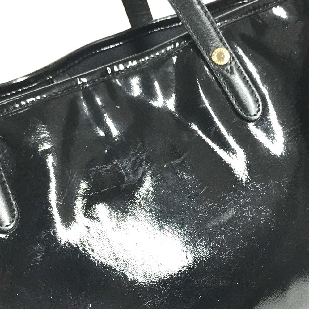 BVLGARI S.Bulgari logo Bag Tote Bag shawl Shoulder Bag Patent Leather Black Used