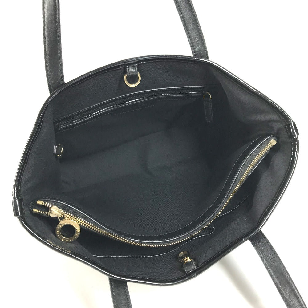 BVLGARI S.Bulgari logo Bag Tote Bag shawl Shoulder Bag Patent Leather Black Used