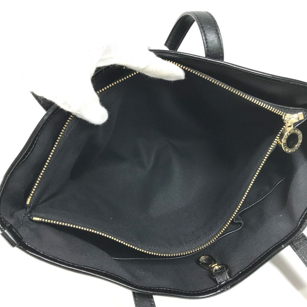 BVLGARI S.Bulgari logo Bag Tote Bag shawl Shoulder Bag Patent Leather Black Used