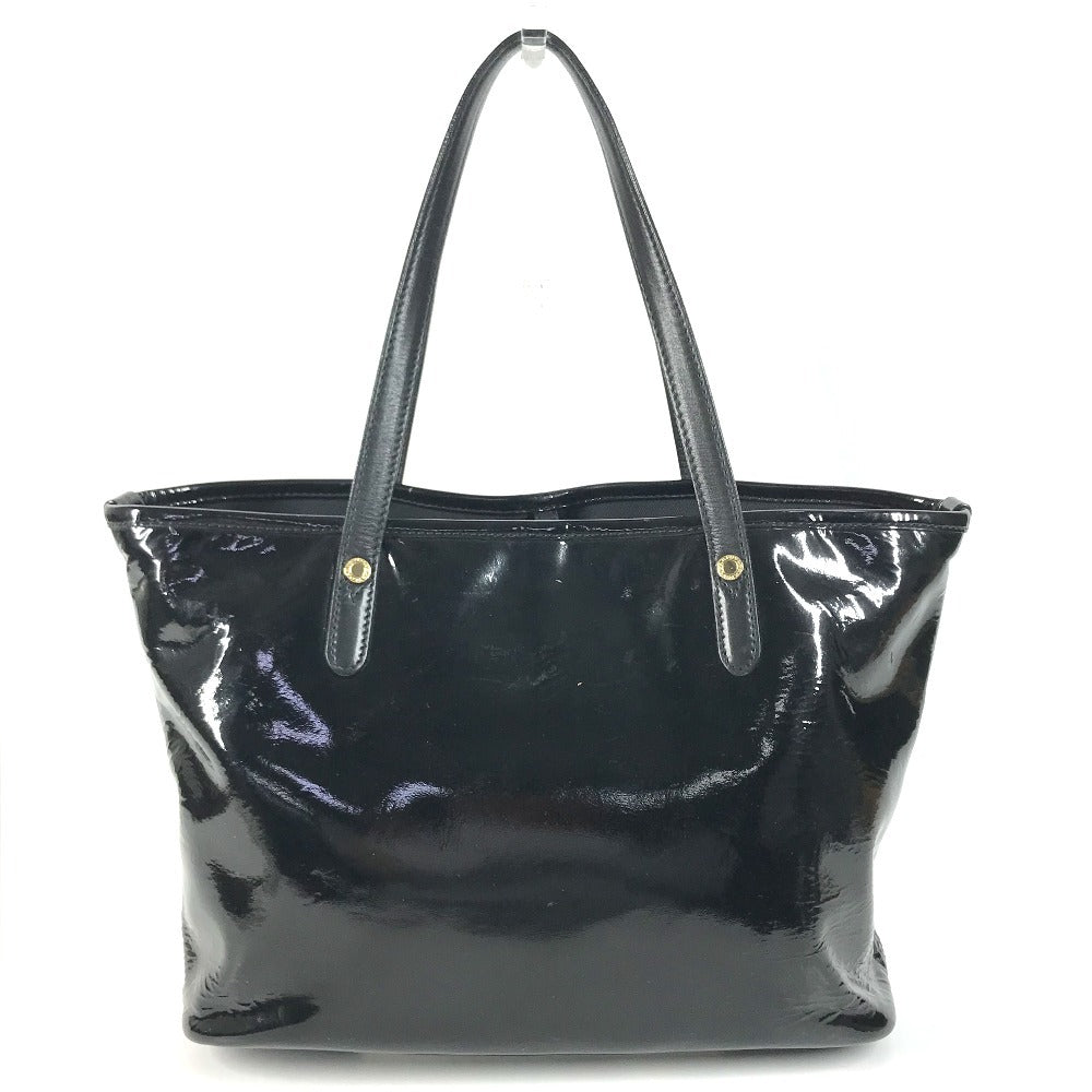 BVLGARI S.Bulgari logo Bag Tote Bag shawl Shoulder Bag Patent Leather Black Used