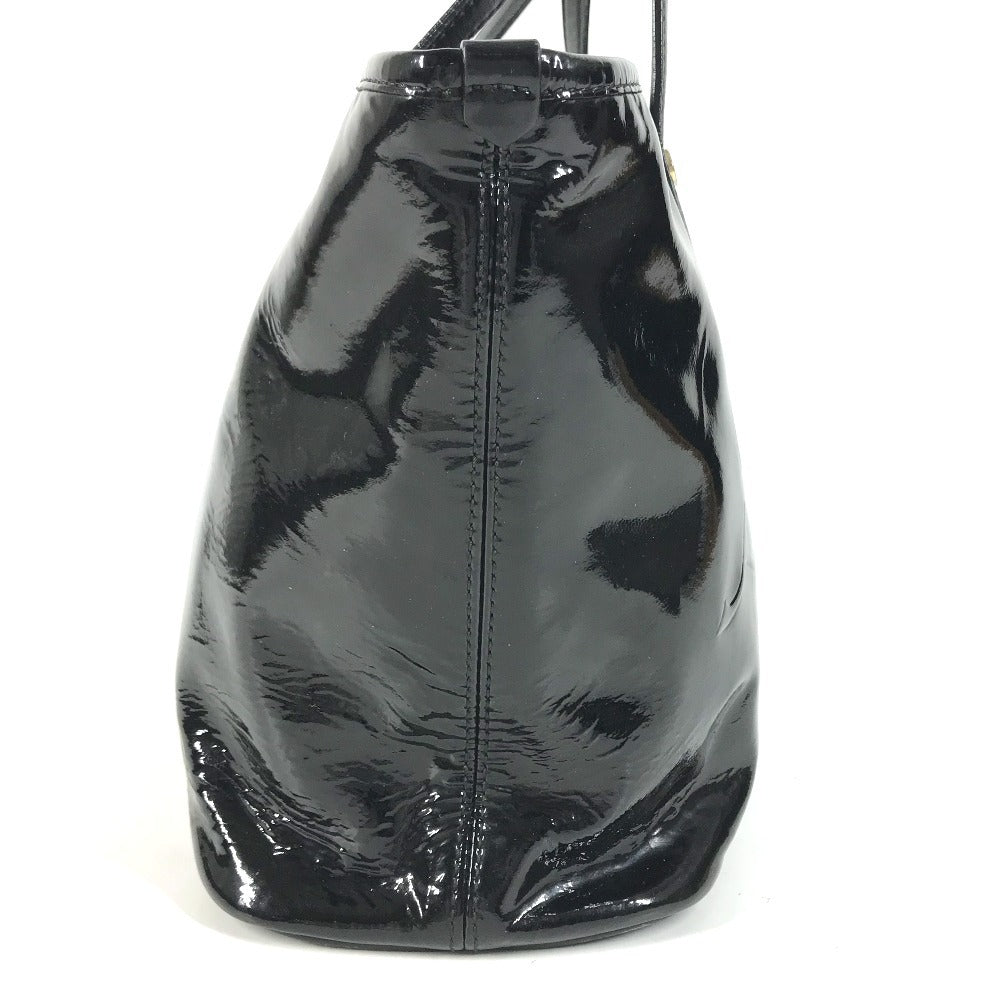BVLGARI S.Bulgari logo Bag Tote Bag shawl Shoulder Bag Patent Leather Black Used