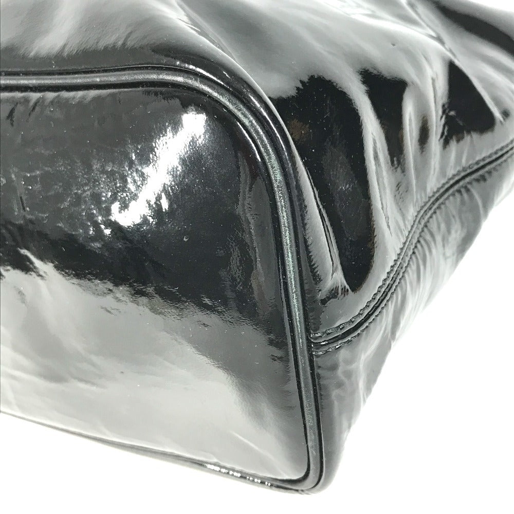 BVLGARI S.Bulgari logo Bag Tote Bag shawl Shoulder Bag Patent Leather Black Used