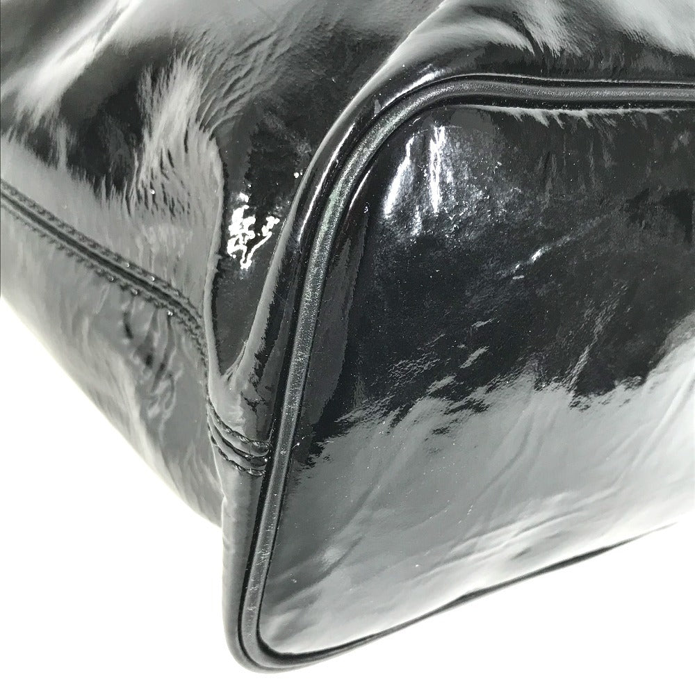 BVLGARI S.Bulgari logo Bag Tote Bag shawl Shoulder Bag Patent Leather Black Used