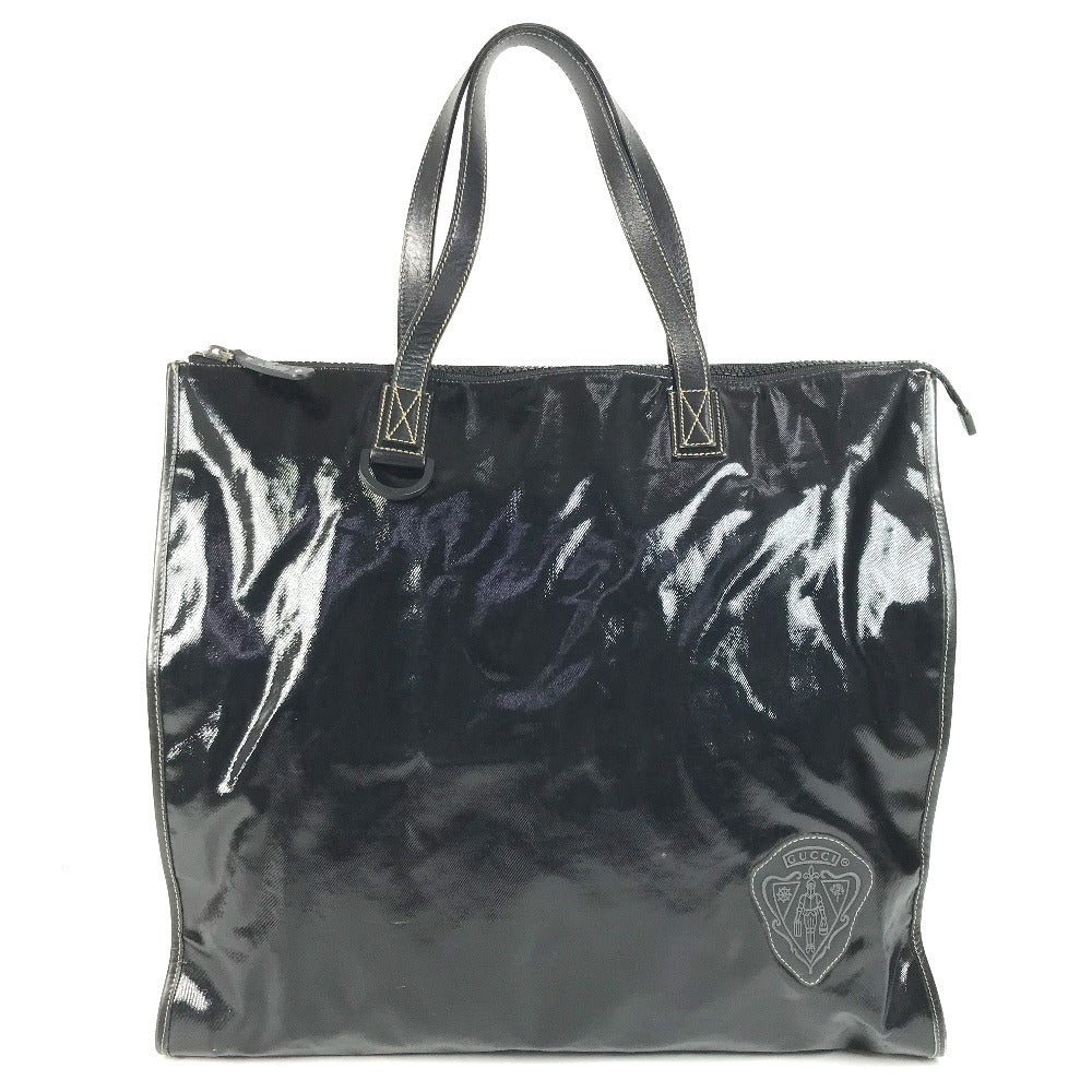 GUCCI 181905 hysteria logo Bag Tote Bag shawl Shoulder Bag Leather / Coated Canvas Black Used
