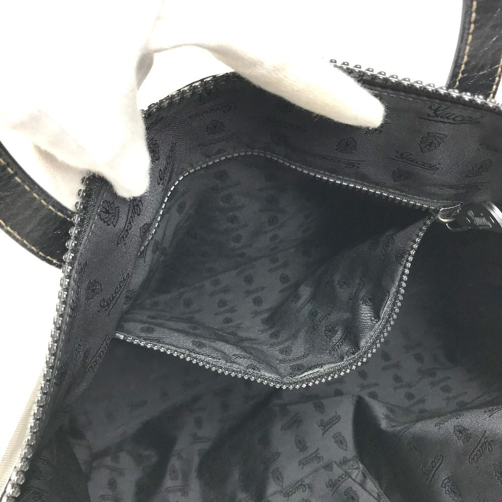 GUCCI 181905 hysteria logo Bag Tote Bag shawl Shoulder Bag Leather / Coated Canvas Black Used