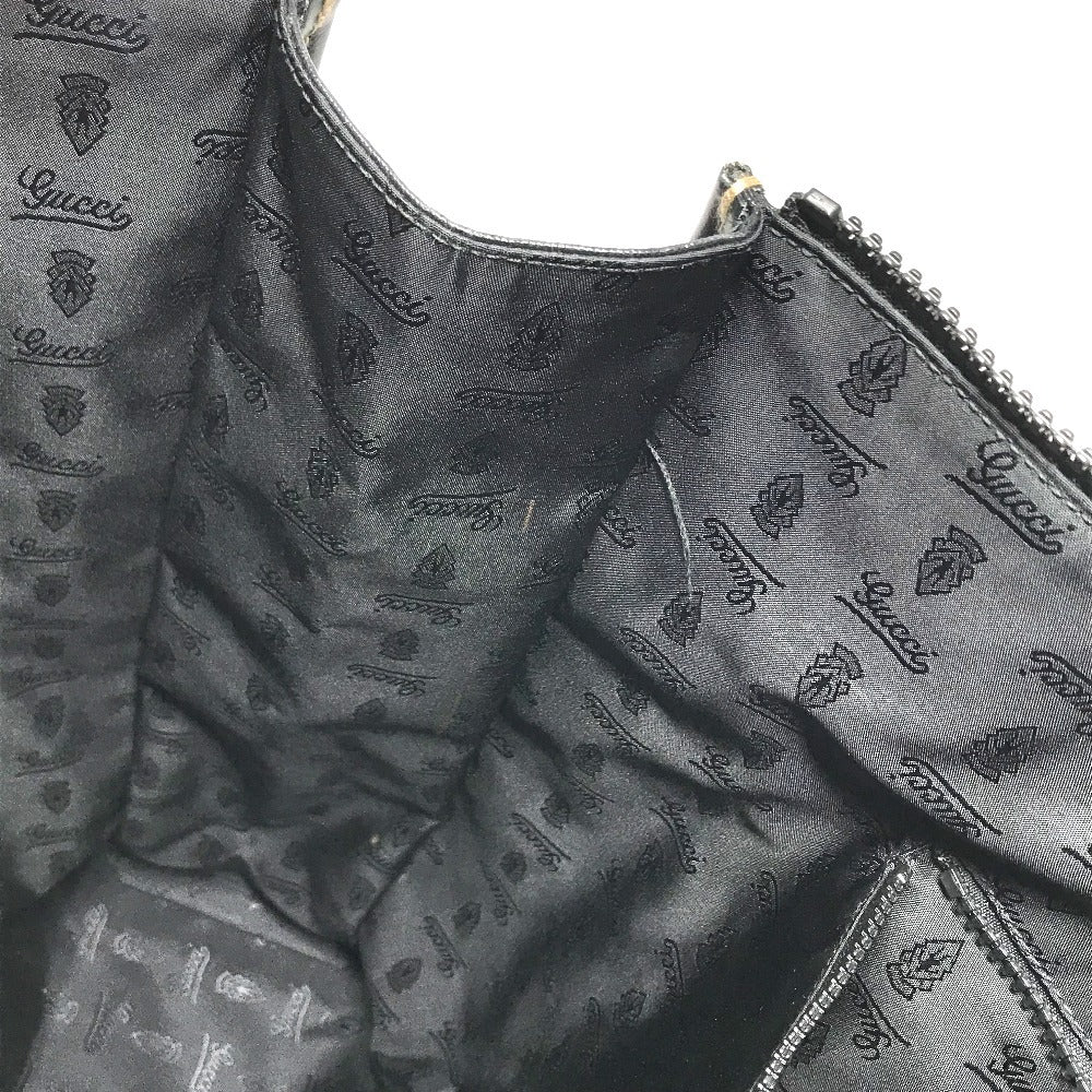 GUCCI 181905 hysteria logo Bag Tote Bag shawl Shoulder Bag Leather / Coated Canvas Black Used