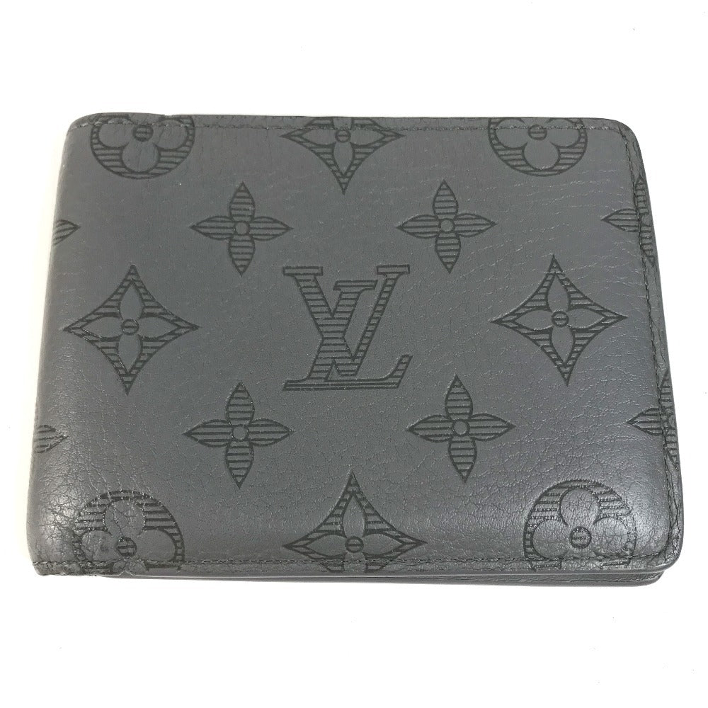 LOUIS VUITTON M81383 Monogram shadow Portefeuille Multipull Compact Wallet Billfold Folded wallet Monogram shadow leather gray Used