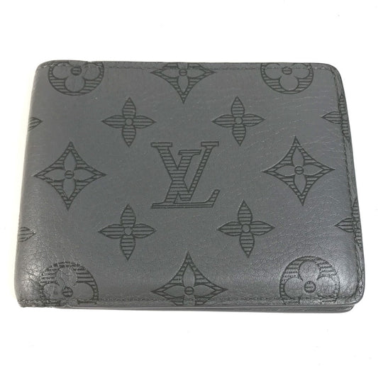 LOUIS VUITTON M81383 Monogram shadow Portefeuille Multipull Compact Wallet Billfold Folded wallet Monogram shadow leather gray Used