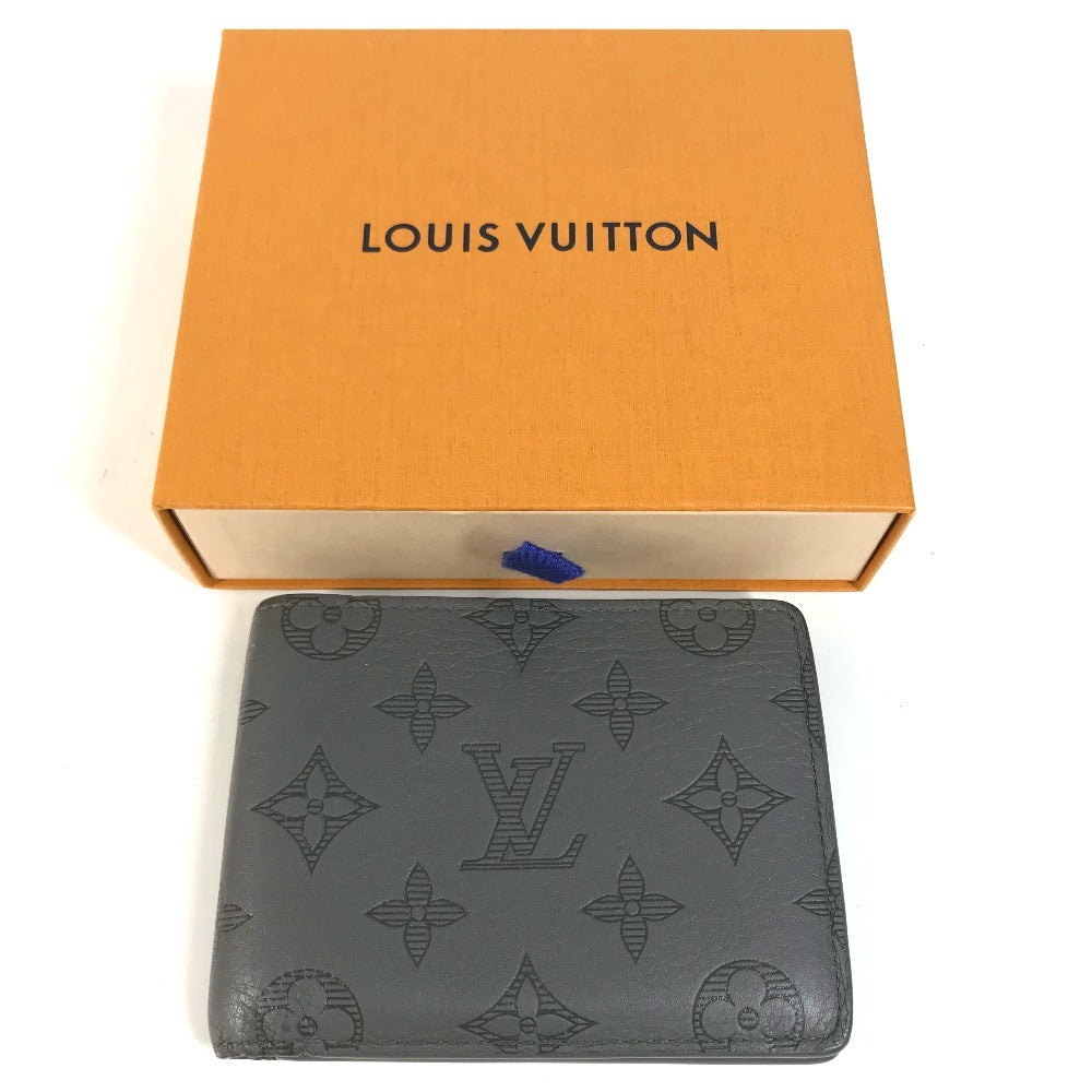 LOUIS VUITTON M81383 Monogram shadow Portefeuille Multipull Compact Wallet Billfold Folded wallet Monogram shadow leather gray Used