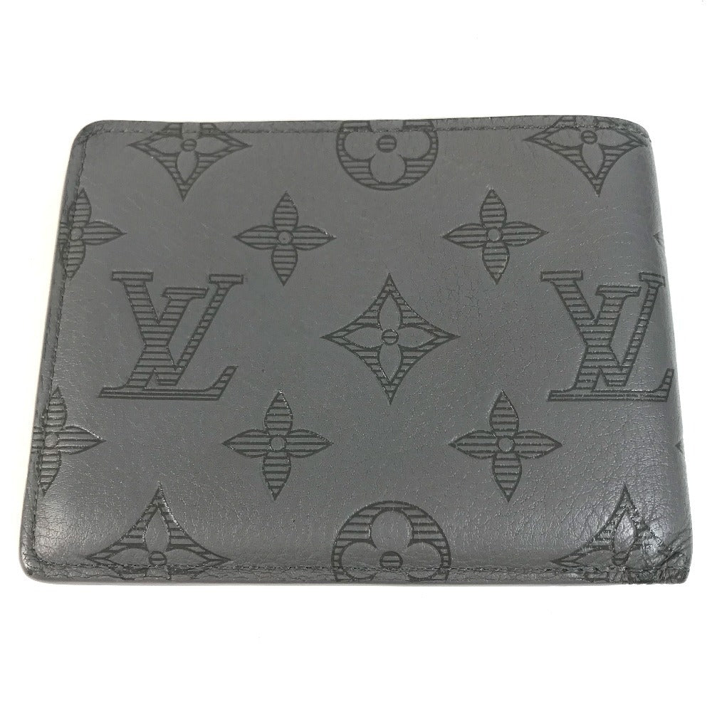 LOUIS VUITTON M81383 Monogram shadow Portefeuille Multipull Compact Wallet Billfold Folded wallet Monogram shadow leather gray Used