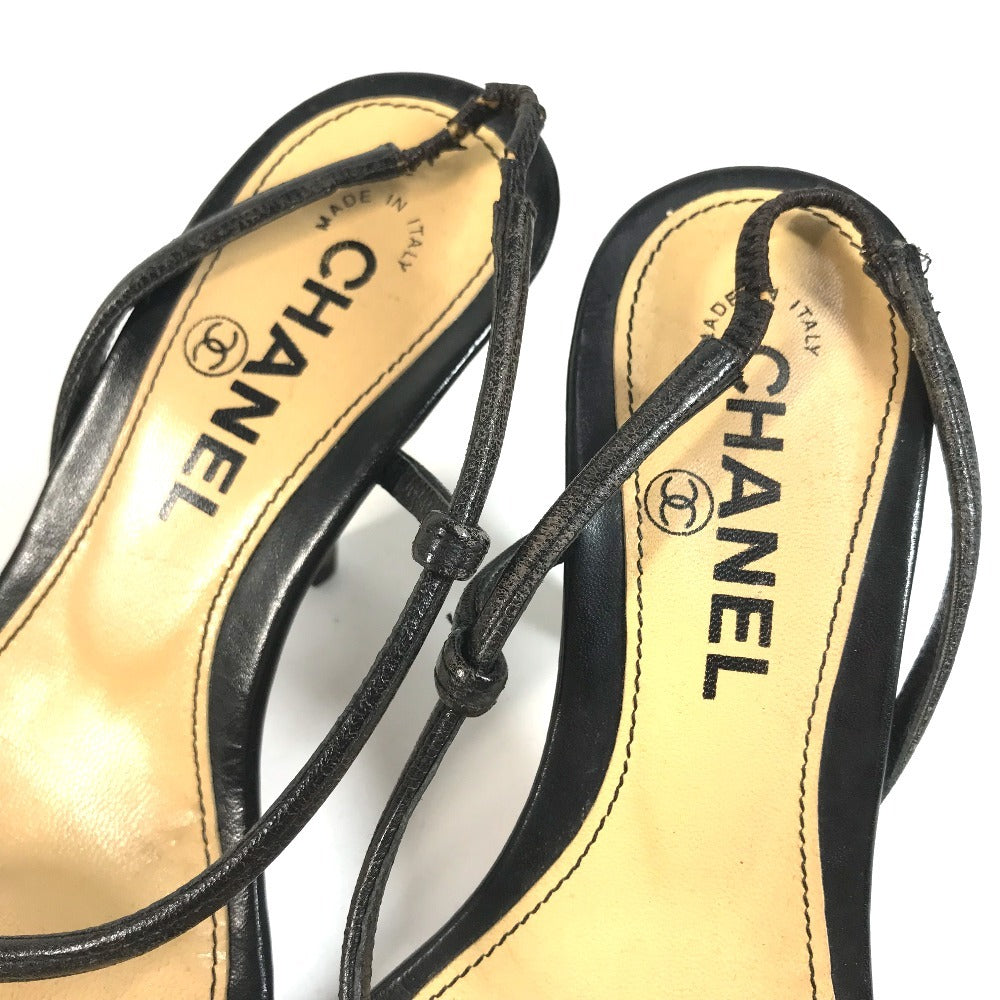 CHANEL CC Mark CC Logo Ladybug Flat shoes Mules Sandals Leather Black/Red Used