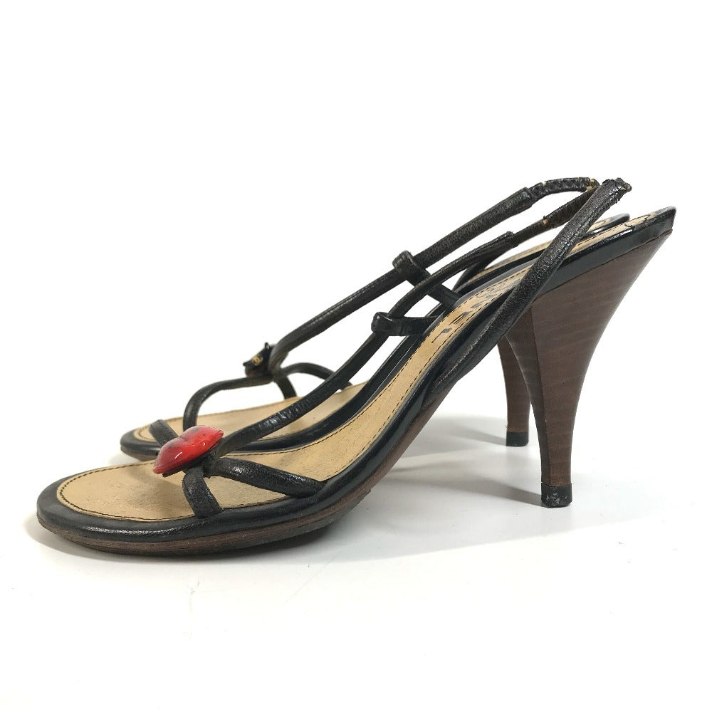 CHANEL CC Mark CC Logo Ladybug Flat shoes Mules Sandals Leather Black/Red Used
