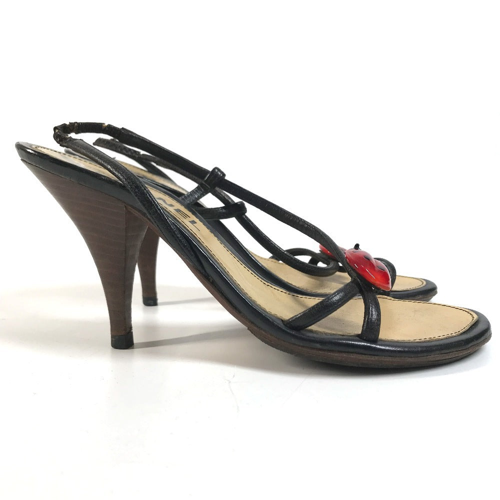 CHANEL CC Mark CC Logo Ladybug Flat shoes Mules Sandals Leather Black/Red Used