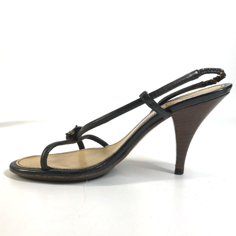 CHANEL CC Mark CC Logo Ladybug Flat shoes Mules Sandals Leather Black/Red Used