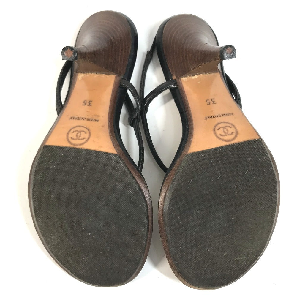 CHANEL CC Mark CC Logo Ladybug Flat shoes Mules Sandals Leather Black/Red Used