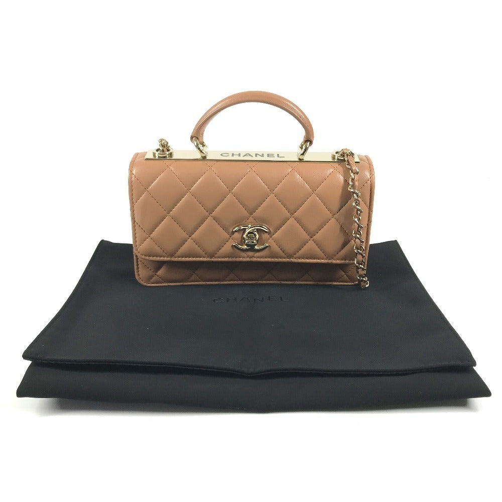 CHANEL AP4184 Chain wallet CC CC Mark Logo Matelasse Quilted Flap Bag, Shoulder Bag, 2-Way Bag, Crossbody Bag, Chain Hand Bag Lambskin Leather Light BrownBased/GoldHardware Used