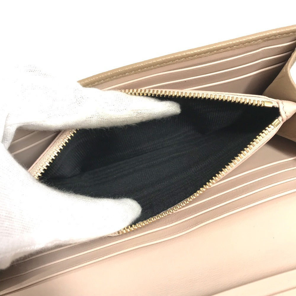 BVLGARI Logo clip Long Wallet Flap Long Wallet Leather Beige Used