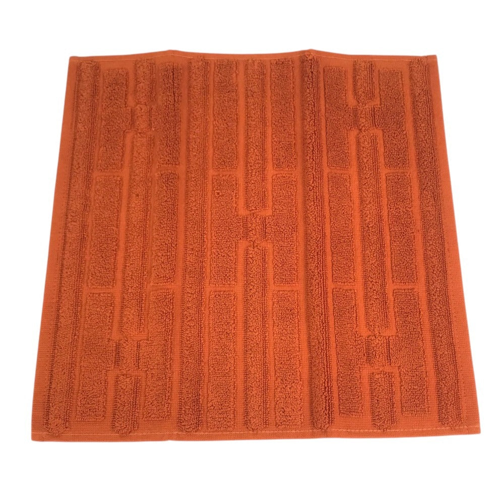 HERMES Labyrinth (2-piece set) Hand towel handkerchief towel cotton Orange Used