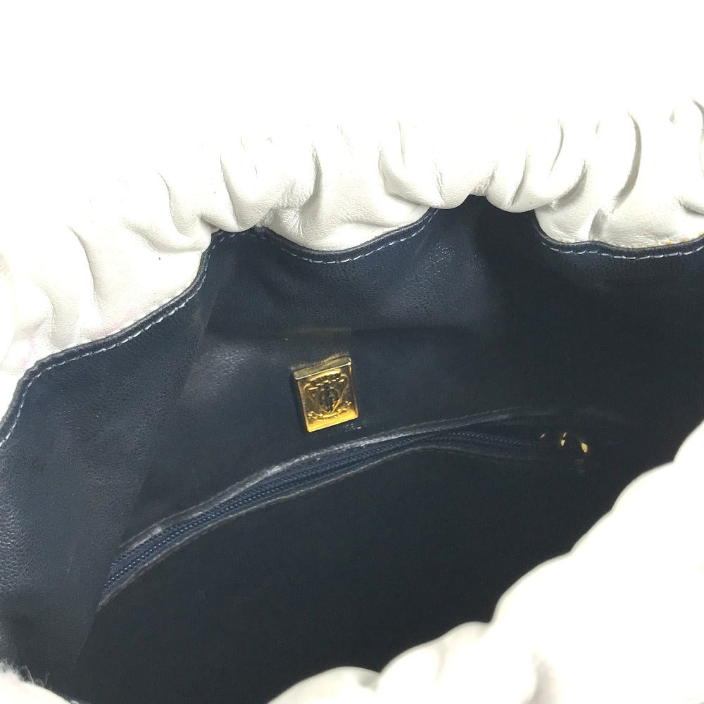 GUCCI 001 397 0572 vintage Logo Braided GG Drawstring Bag Crossbody bag Crossbody Shoulder Bag Leather White/yellow Used