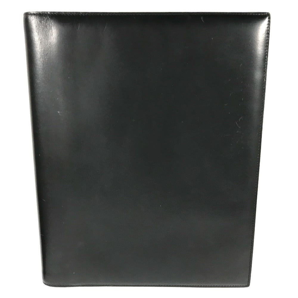 BVLGARI Logo Big Notebook Cover Bifold Stationery System Planner Note cover Leather Black Used