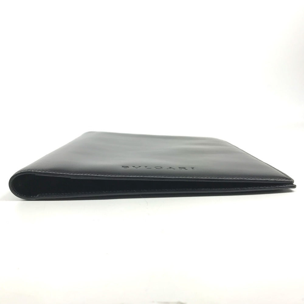 BVLGARI Logo Big Notebook Cover Bifold Stationery System Planner Note cover Leather Black Used