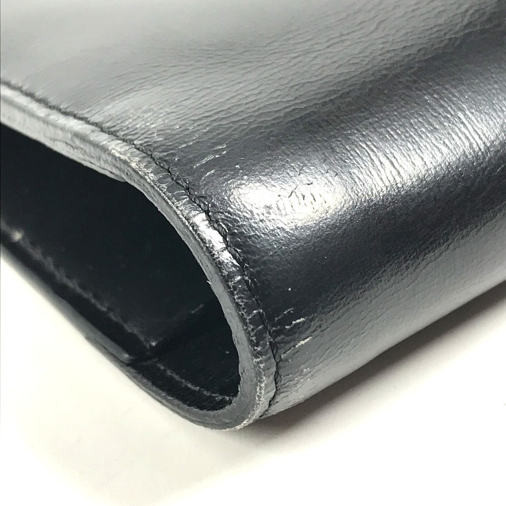 BVLGARI Logo Big Notebook Cover Bifold Stationery System Planner Note cover Leather Black Used