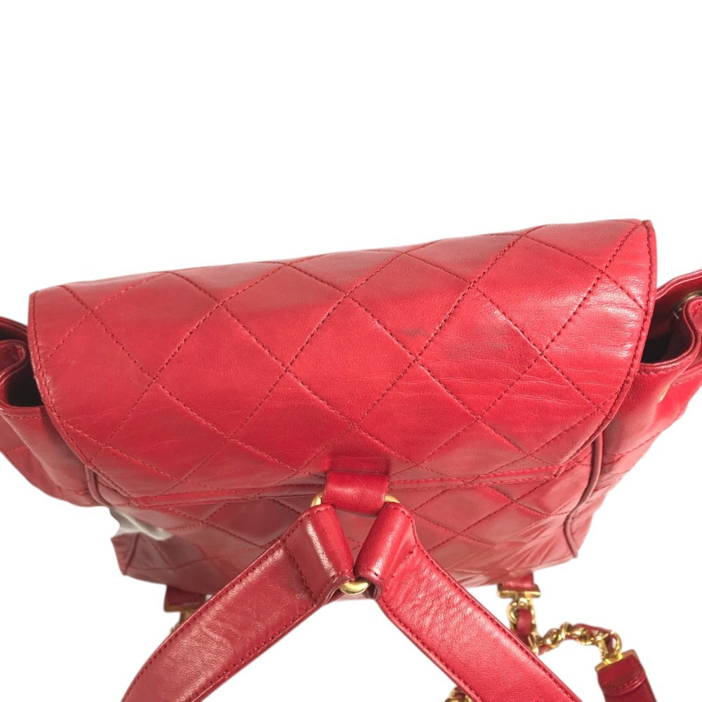 CHANEL 411924 Vintage Turnlock Hardware CC CC Mark Logo Matelasse Quilted Backpack Bag Chain Backpack GG Supreme Canvas Red/Gold Used