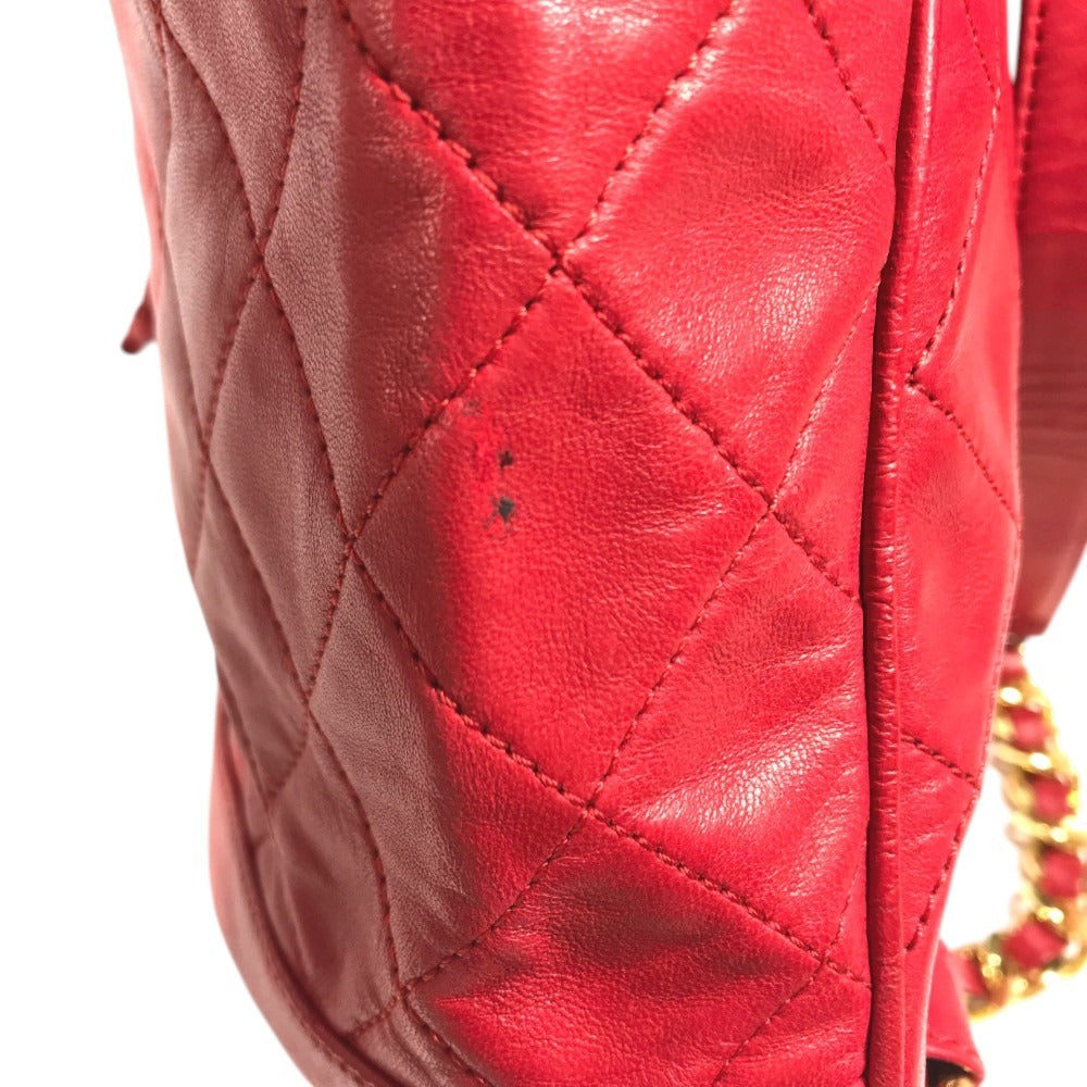 CHANEL 411924 Vintage Turnlock Hardware CC CC Mark Logo Matelasse Quilted Backpack Bag Chain Backpack GG Supreme Canvas Red/Gold Used