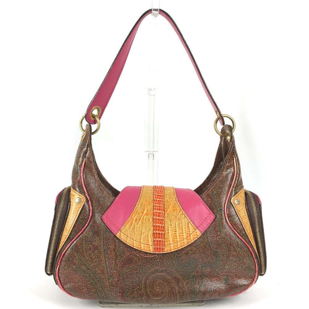 ETRO vintage Paisley pattern logo Shoulder Bag Leather Brown/Multicolore Used