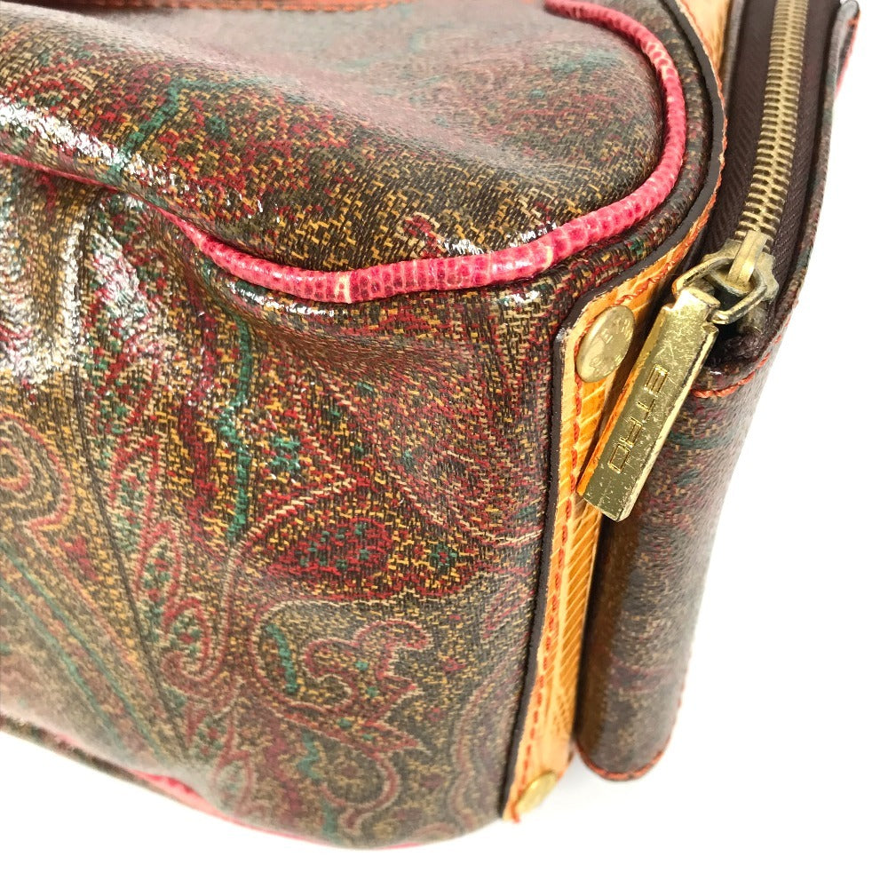 ETRO vintage Paisley pattern logo Shoulder Bag Leather Brown/Multicolore Used