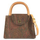 ETRO vintage Paisley pattern logo 2WAY Bag Shoulder Bag Hand Bag Leather BrownBased Used