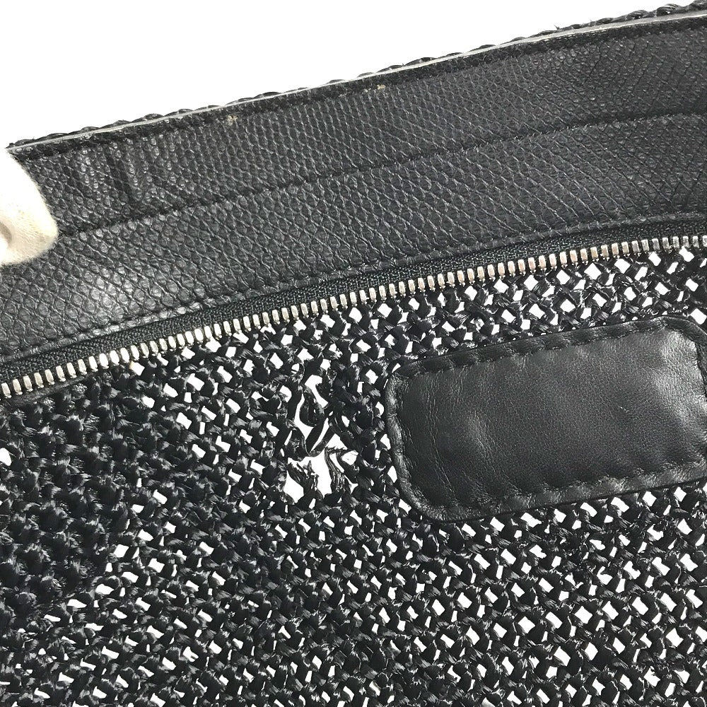 Salvatore Ferragamo Gancini logo Bag Tote Bag shawl Shoulder Bag Straw / Leather Black Used