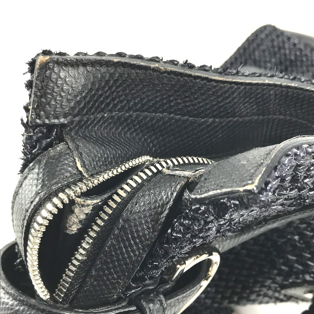 Salvatore Ferragamo Gancini logo Bag Tote Bag shawl Shoulder Bag Straw / Leather Black Used
