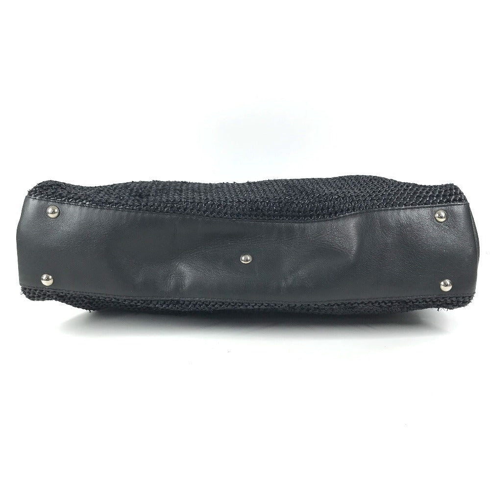 Salvatore Ferragamo Gancini logo Bag Tote Bag shawl Shoulder Bag Straw / Leather Black Used