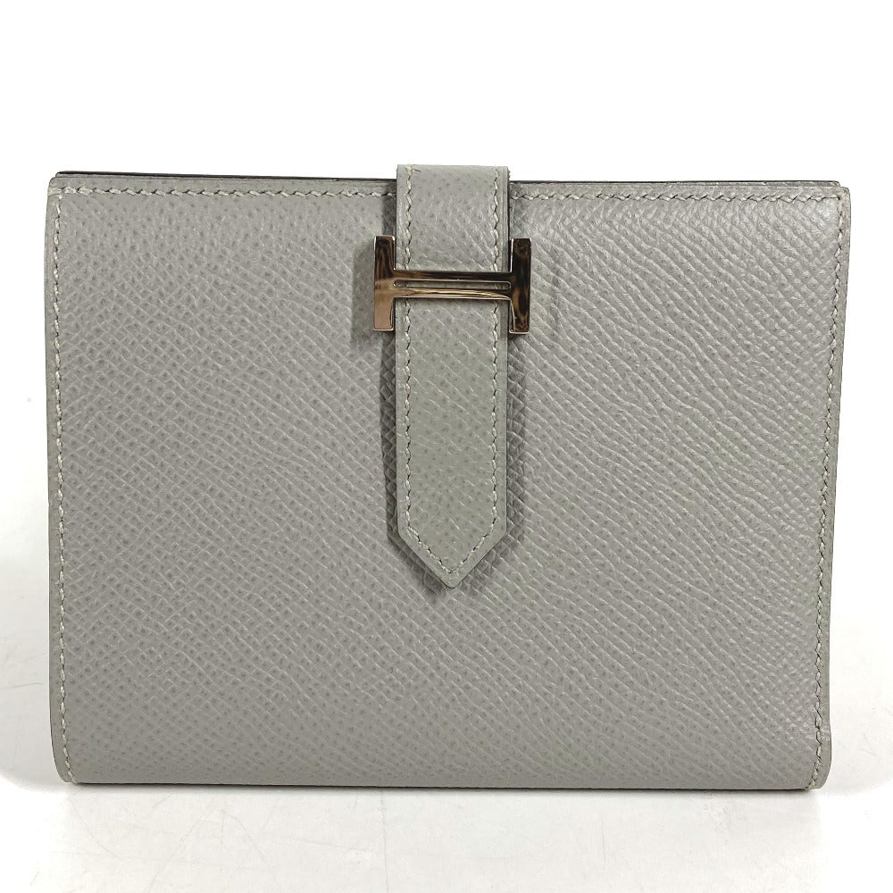 HERMES Bearn Compact Compact Wallet (Bi-fold Wallet) Folded wallet Epsom Grimette gray/SilverHardware Used