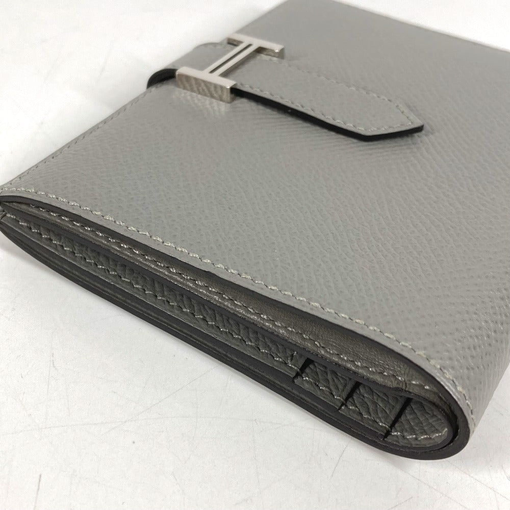 HERMES Bearn Compact Compact Wallet (Bi-fold Wallet) Folded wallet Epsom Grimette gray/SilverHardware Used