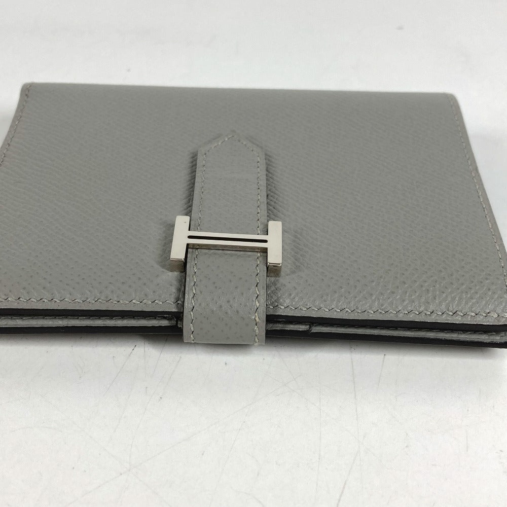 HERMES Bearn Compact Compact Wallet (Bi-fold Wallet) Folded wallet Epsom Grimette gray/SilverHardware Used