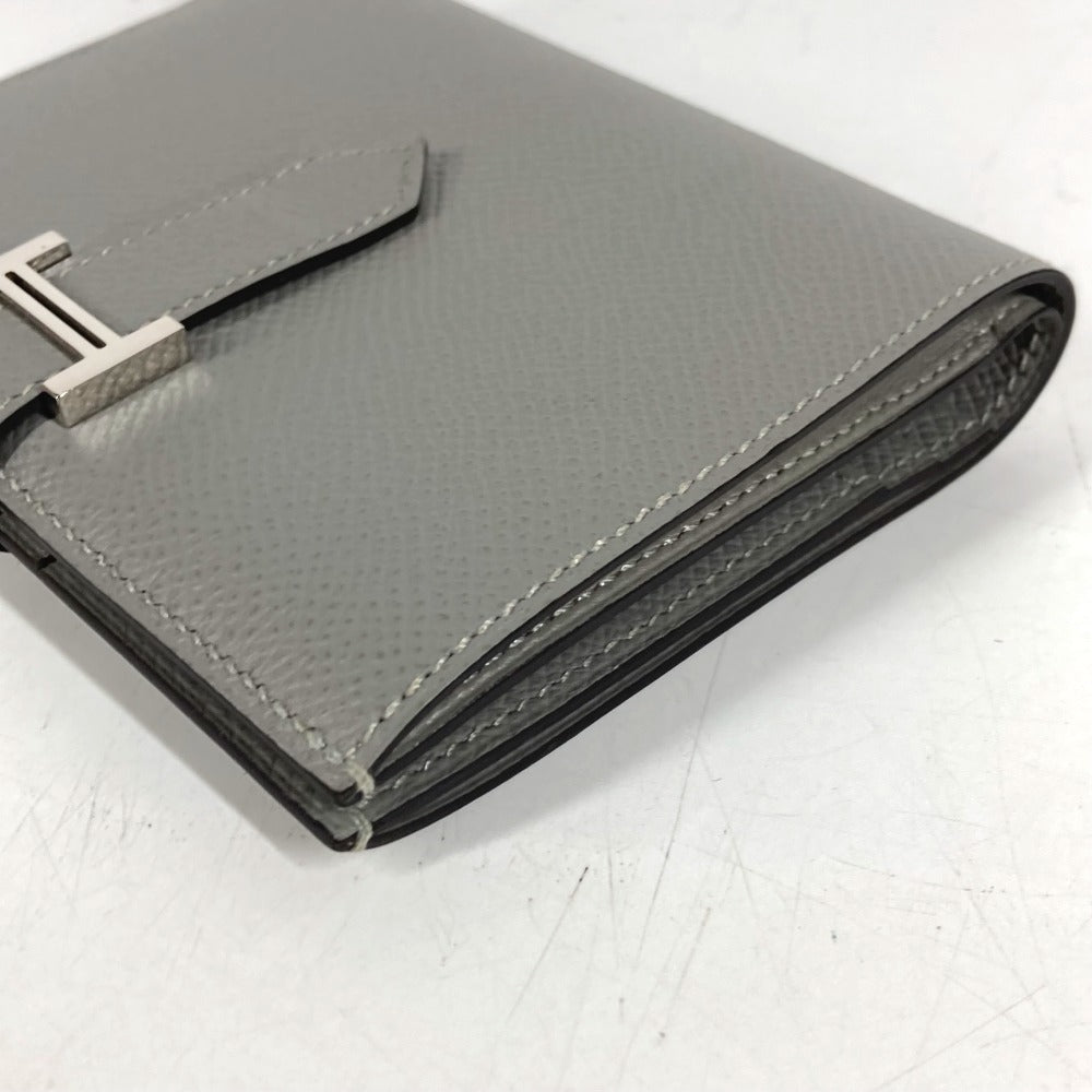 HERMES Bearn Compact Compact Wallet (Bi-fold Wallet) Folded wallet Epsom Grimette gray/SilverHardware Used
