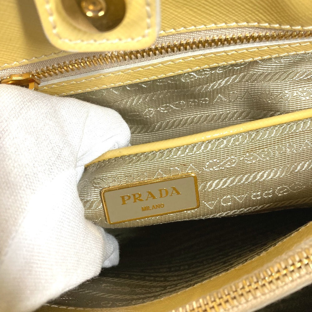 PRADA BN2558 Saffiano Vernis Bag Tote Bag Hand Bag Coated leather yellow Used