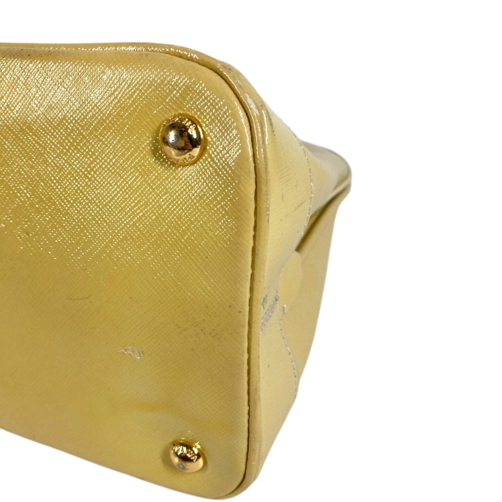 PRADA BN2558 Saffiano Vernis Bag Tote Bag Hand Bag Coated leather yellow Used