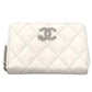 CHANEL AP3728 Star Coco Mark Round Coin Case Compact Wallet Coin Case Caviar Leather Women's White