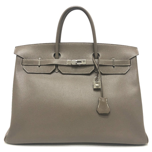 HERMES Birkin40 Birkin 40 bag Hand Bag Epsom Etoupe Brown/SilverHardware Used